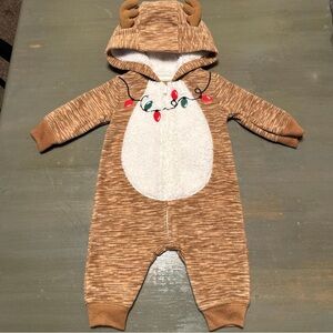 Carter's Tan and White Baby Onesie with Hood